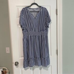 Croft & Barrow Navy and White Checkered  Midi Dress